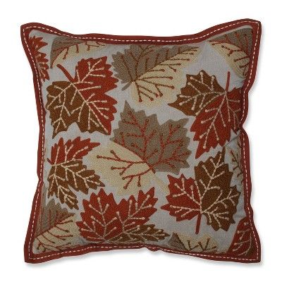18"x18" Falling Leaves Harvest Square Throw Pillow - Pillow Perfect | Target