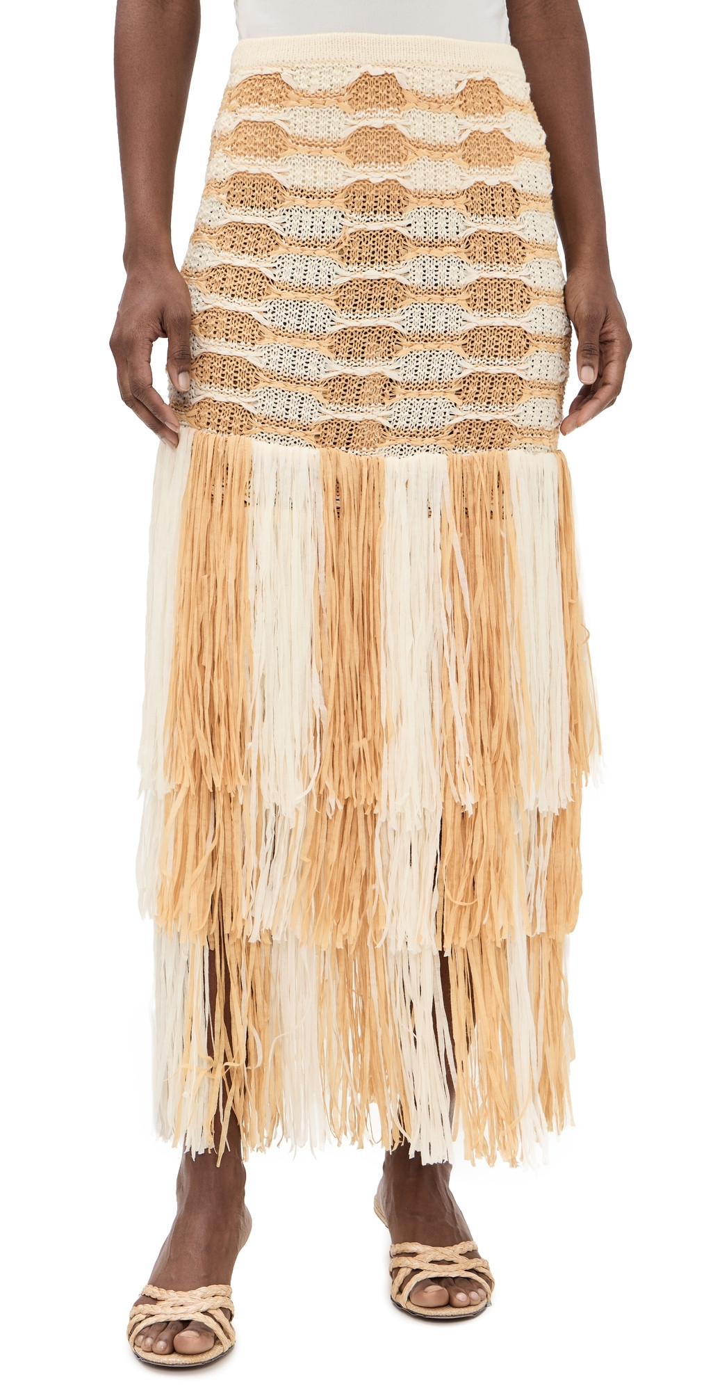 Ulla Johnson Giulietta Fringe Knit Skirt Beach S | Shopbop