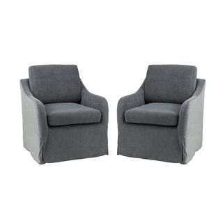 JAYDEN CREATION Albert Charcoal Swivel Chair with a Swivel Base (Set of 2) CHM0625-CHA-S2 - The H... | The Home Depot