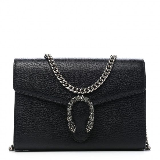 GUCCI Calfskin Mini Dionysus Chain Wallet Black | Fashionphile