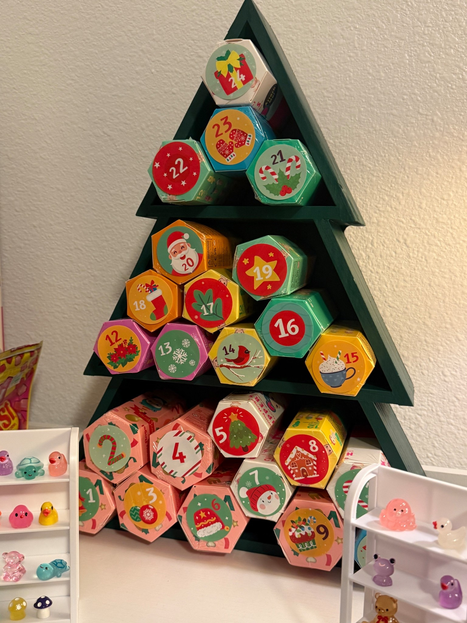 My fav wooden Christmas tree shelf from @michaels is marked down!! So cute for making a DIY Sonny blind box advent calendar  and for displaying all of your fav Christmas Sonnys 🎅🏼🎄