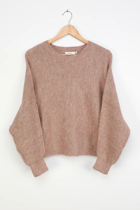 Slow Things Down Heather Beige Knit Dolman Sleeve Sweater | Lulus (US)