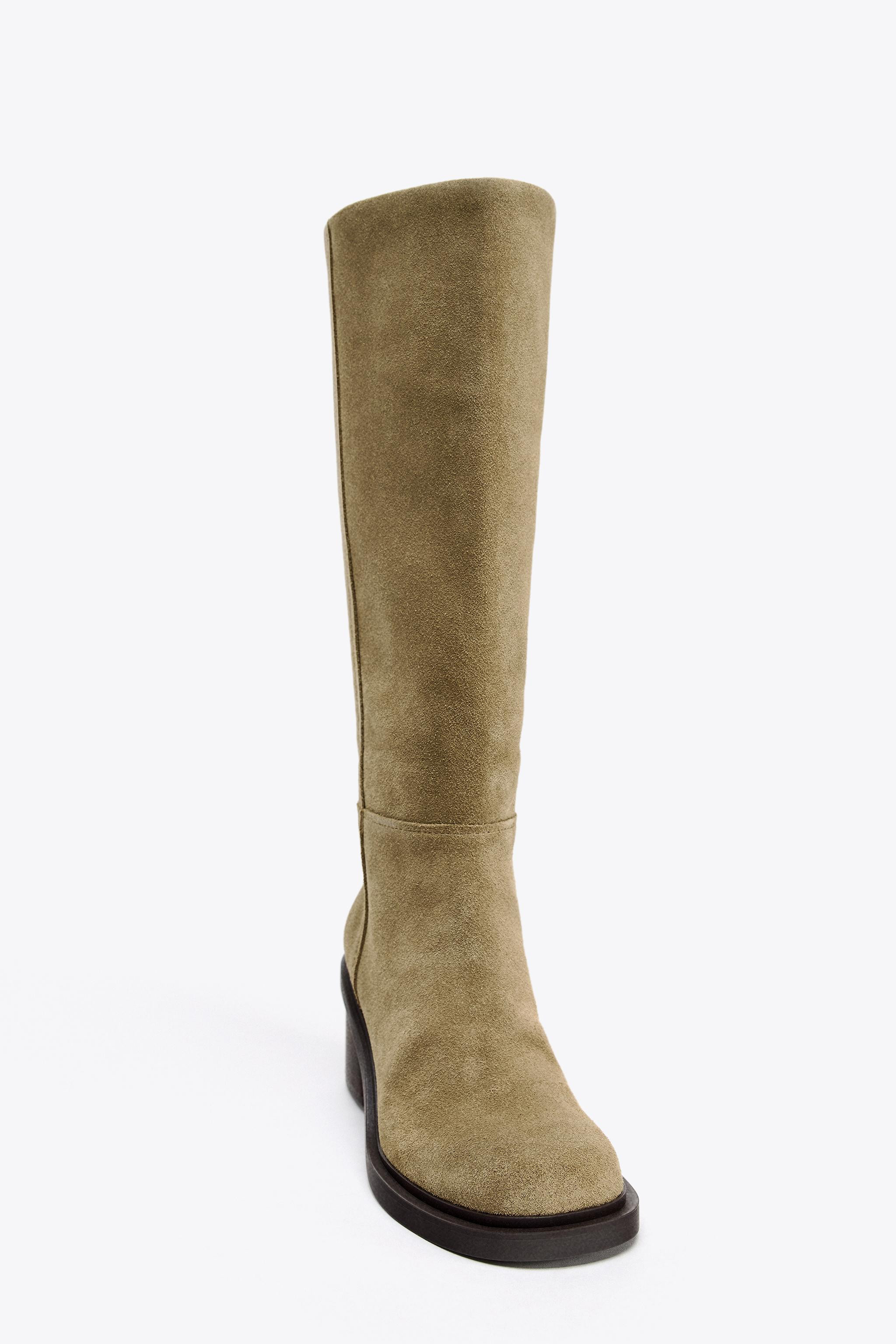 STITCHED SPLIT SUEDE HEELED BOOTS | Zara DE