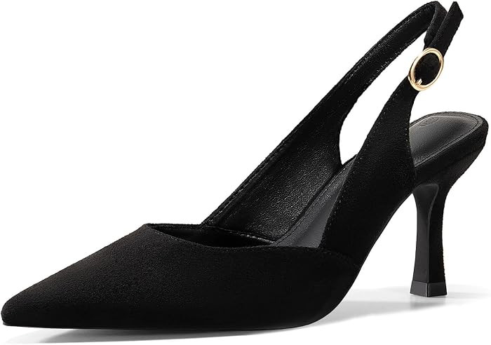 Rilista Women's Slingback Kitten Heels Closed Pointed Toe Backless Wedding Party Dress Pumps Shoe... | Amazon (US)