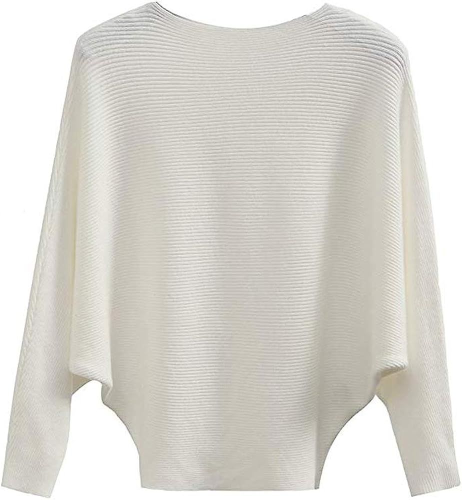 Women's Batwing Sleeves Cashmere Knitted Sweaters Winter Boat Neck Pullovers Tops.JNINTH | Amazon (US)