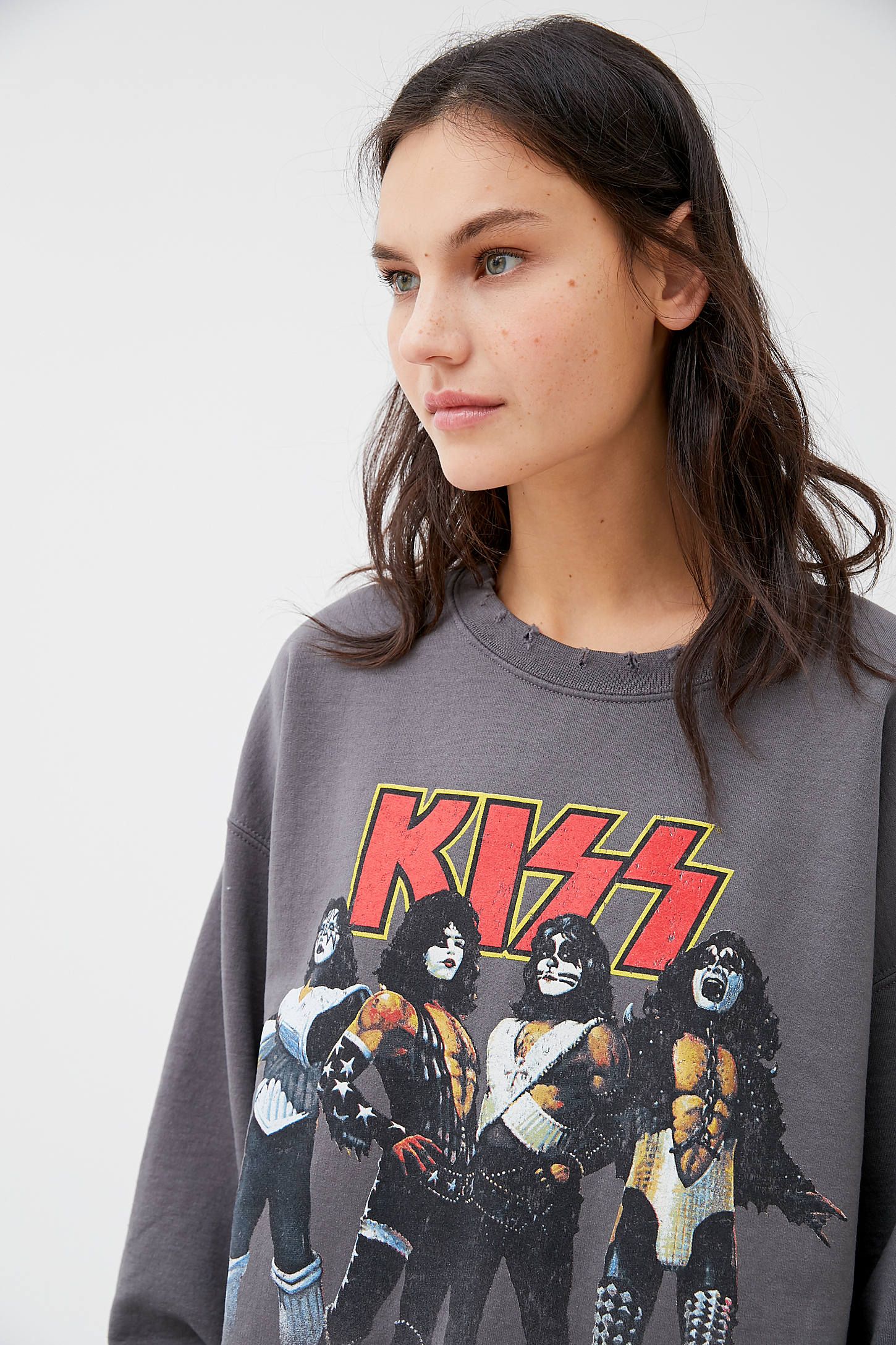 Kiss Distressed Sweatshirt | Urban Outfitters (US and RoW)