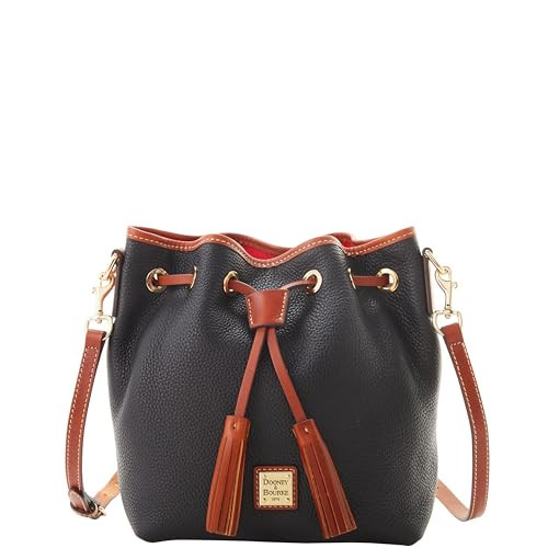 Dooney & Bourke Crossbody Bucket Bags for Women, Pebble Grain Leather Aimee Crossbody Drawstring Purse - Black | Amazon (US)