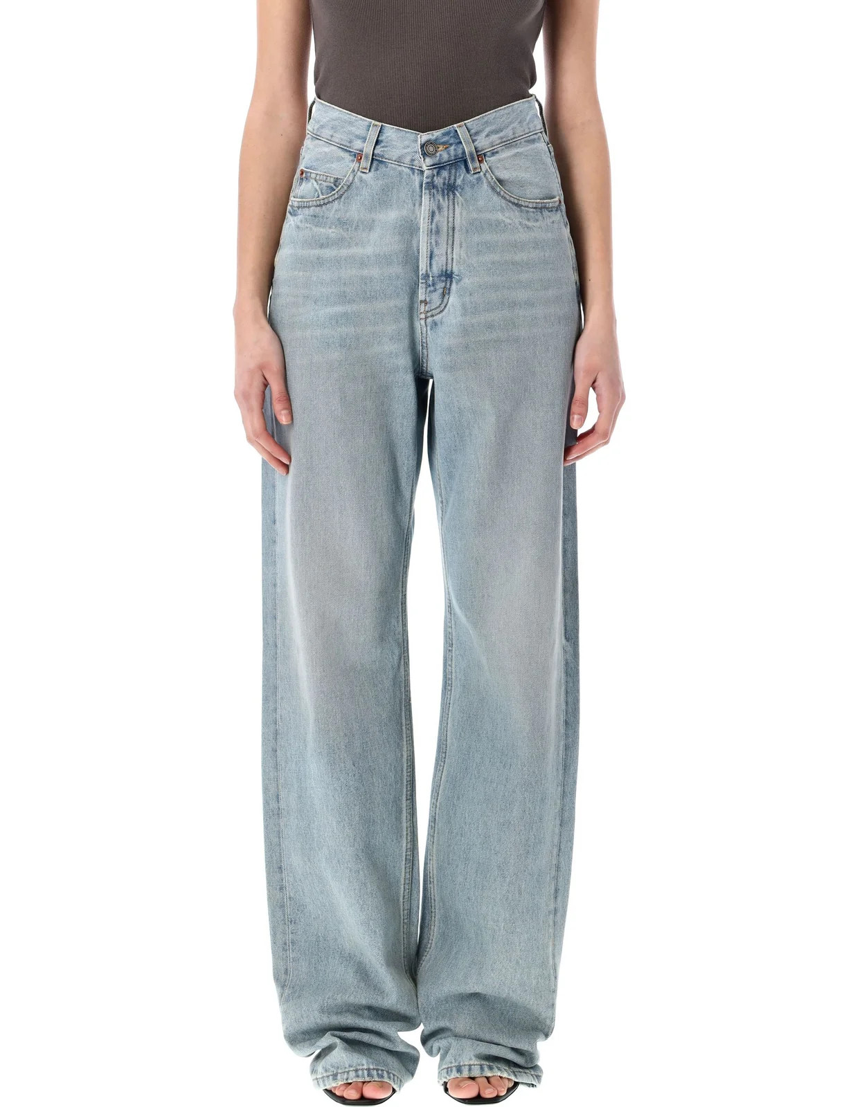 Saint Laurent V-Waist Long Baggy Jeans | Cettire Global