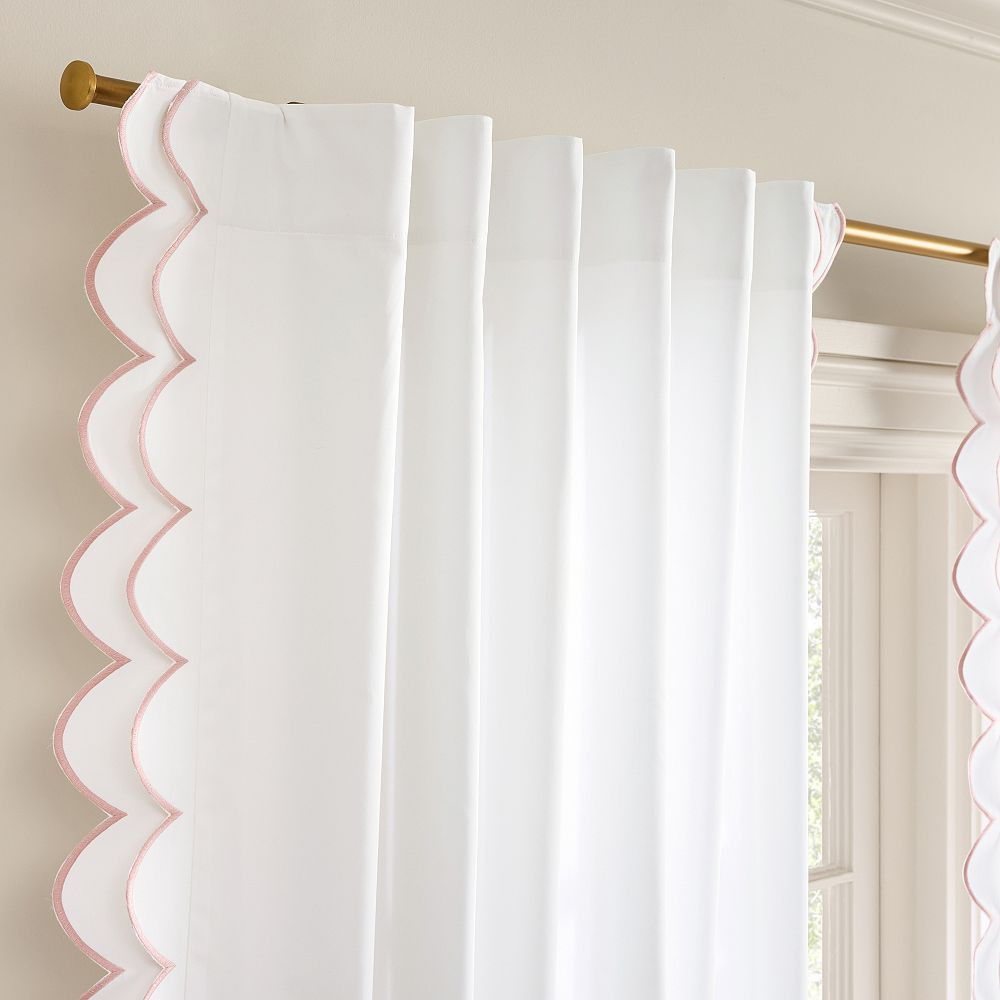 Scallop Trimmed Light-Filtering Curtain | Pottery Barn Teen
