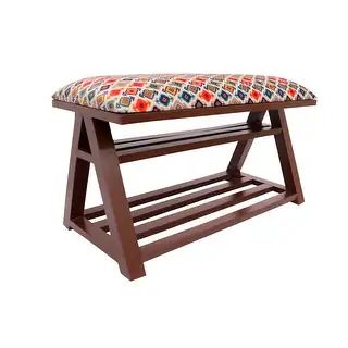 Bohemian Cass Italian Velvet upholstered Handmade wood Storage Bench - 36'' x 18'' x 20'' | Bed Bath & Beyond