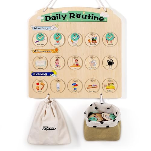 Wooden Visual Schedule for Kids 3-6 Year Old - Three Rows Hanging Daily Schedule Chart for Home &... | Amazon (US)