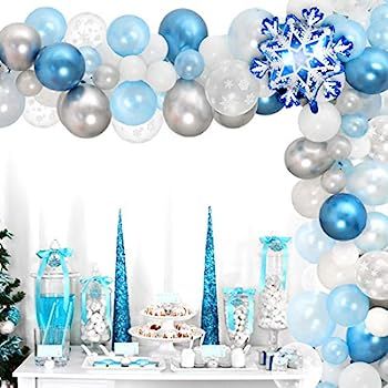 Snowflake Balloon Garland Arch kit 90 Pack Snowflake Balloons for Winter Wonderland, Holiday, Chr... | Amazon (US)