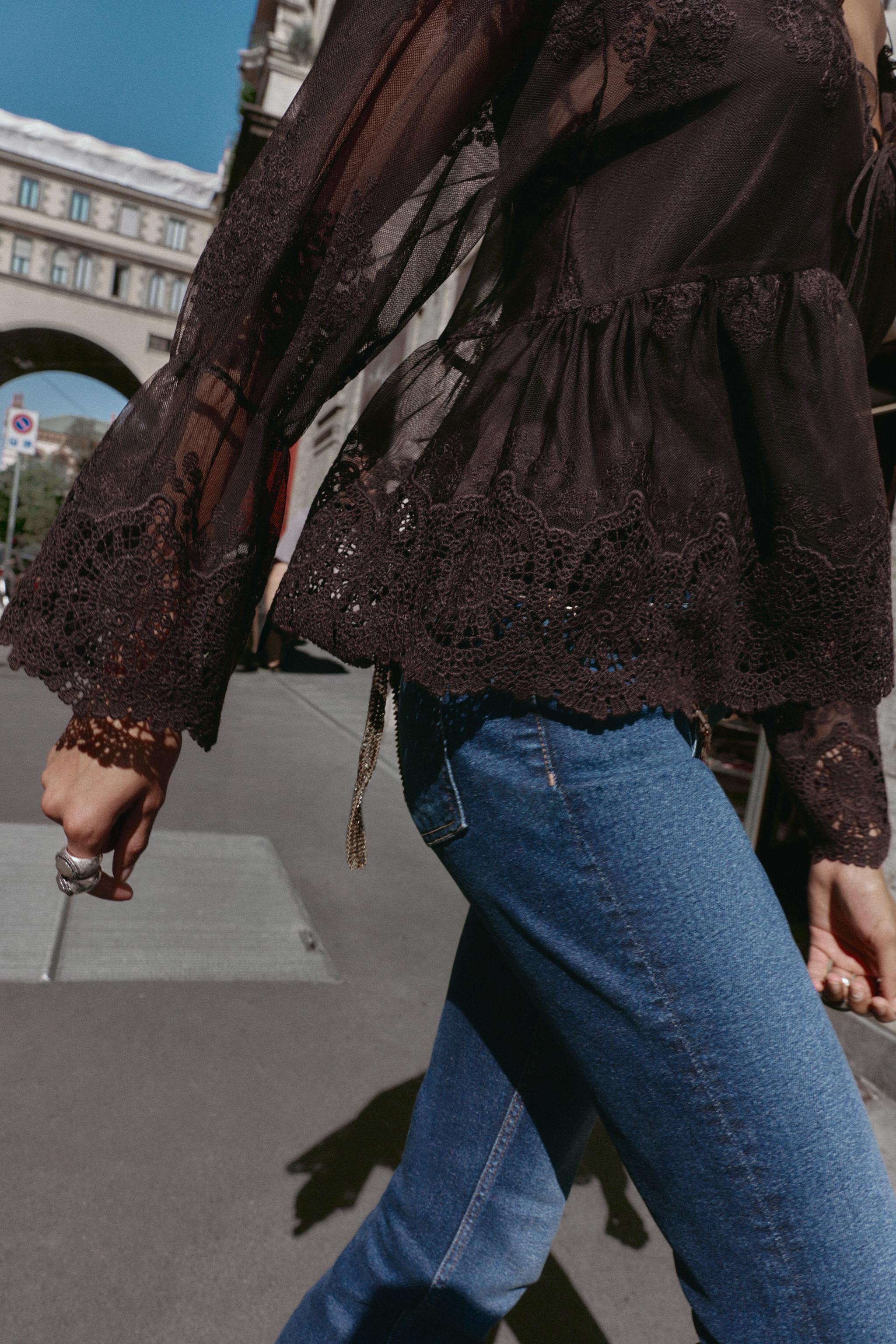 EMBROIDERED TULLE BLOUSE | Zara UK