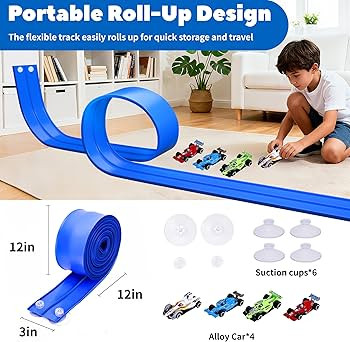 Flexible Race Car Track for Kids 15 Ft Flex Tracks Starter Set Compatible with Diecast 1/64th Car... | Amazon (US)