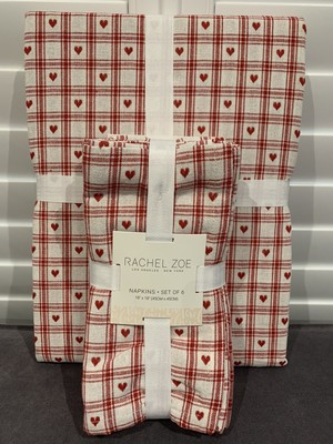 Rachel Zoe Ivory &Red Check Heart Valentines Tablecloth 60x84in &Napkin Set BNWT  | eBay | eBay UK