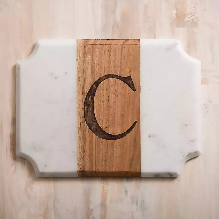 New!Marble and Acacia Monogram C Cutting Board | Kirkland's Home