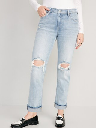 Mid-Rise Boyfriend Straight Jeans | Old Navy (US)