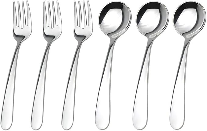 WEKTUNAA Stainless Steel Child Toddler Flatware Set-6 pieces-Kids Fork and Spoon, Mirror Polished... | Amazon (US)