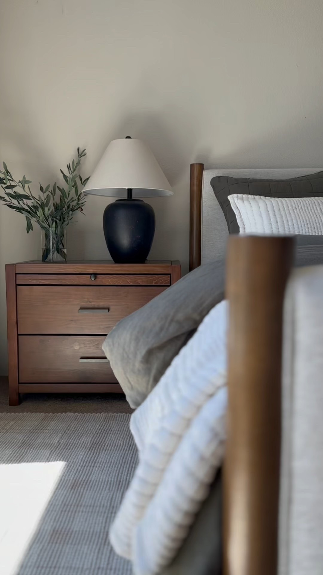 Cozy cabin bedroom reveal 🌿

Tips:
+ Use my 28 x 28 pillow inserts for quince euro shams. They fit perfectly. Do 2 euros for a queen and 3 for a king.
+ Use my favorite standard shams for your pretty shams. (Always throw inserts in the dryer to fluff them up before using!)
+ My favorite long lumbar cover is a rare find and I have the perfect insert for it!
+ Affordable duvet insert and queen linen cover. I do a king duvet in a queen cover! Makes the bedding more fluffy and comfy cozy!
+ Perfect textured coverlet I always drape one over my duvet!

Lastly, I’m loving this storage bench! I can’t believe the price and it’s Walmart! My nightstands are a great deal and wood. However the drawers don’t slide very nicely but the size makes up for that! Also, these are the biggest lamps I could find that look right for the scale of the nightstands.

Bedroom decor, bedroom ideas, bedroom cabin ideas, green bedding, cozy bedroom, nature inspired, interior design, bedding, home decor, lamps, beds, queen bed

#LTKStyleTip #LTKHome