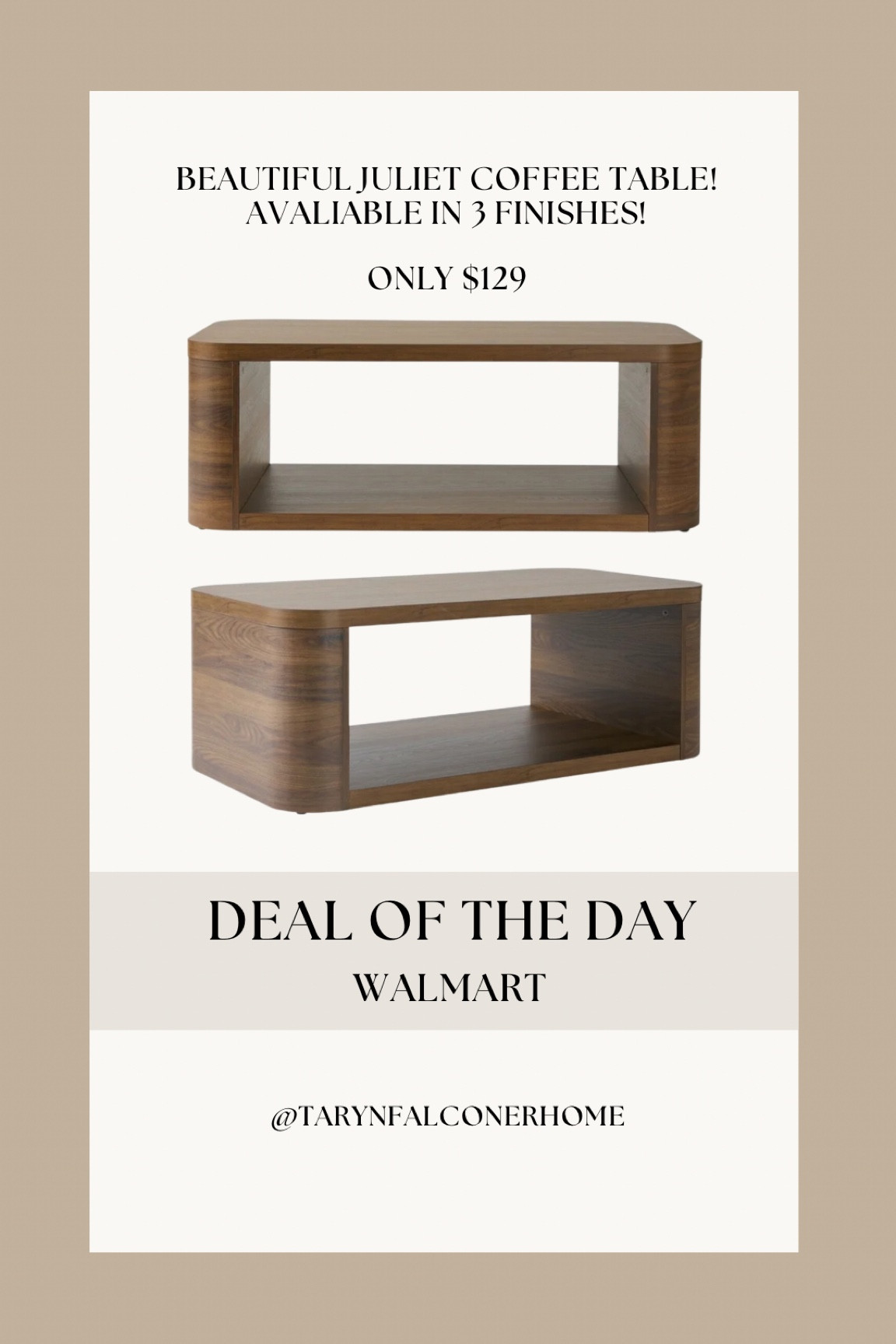 Beautiful Juliet coffee table! Available in 3 finishes! Only $129

#coffeetable #dealoftheday #furniture #budgetfriendly #livingroom

#LTKHome