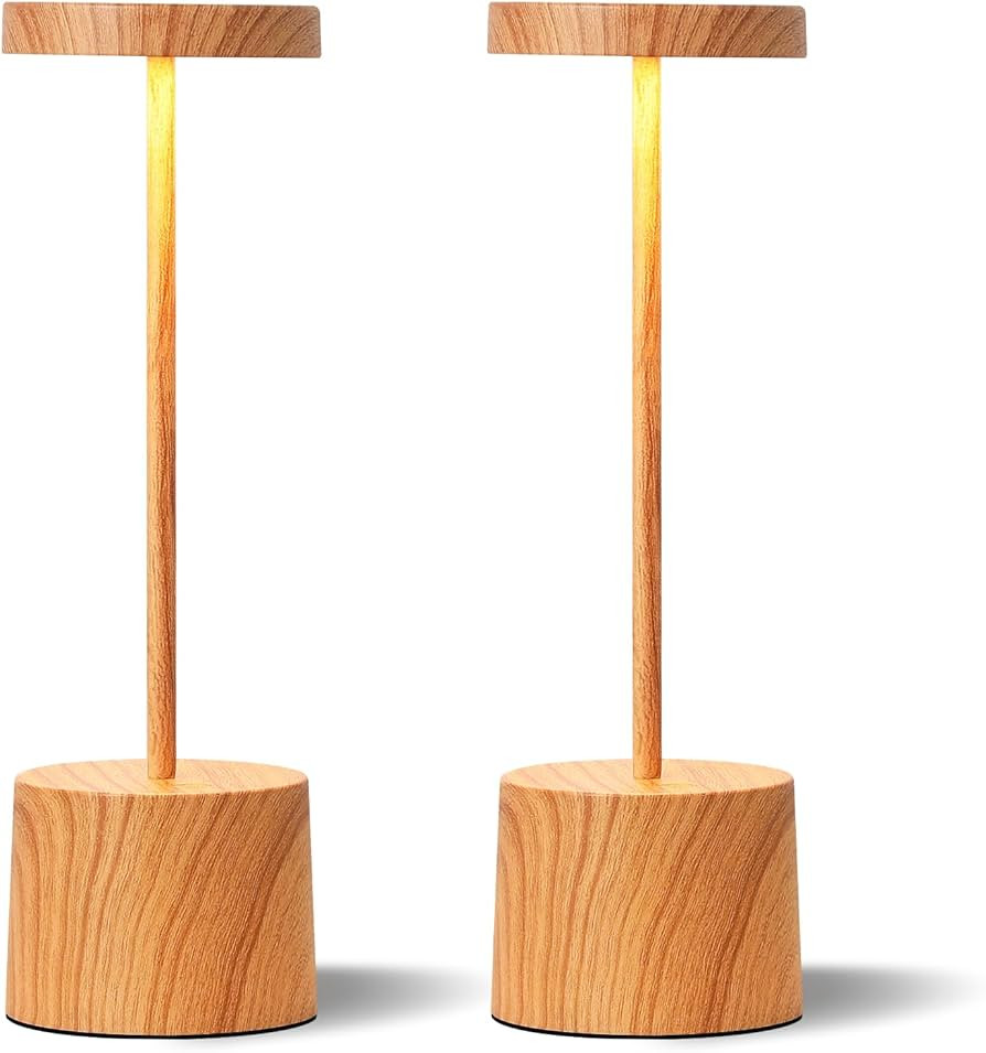 Kakanuo Wooden Rechargeable Cordless Lamp - Touch Control, 3 Color Temperature, LED Outdoor Wirel... | Amazon (US)