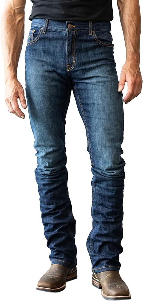 Kimes Ranch Men's Roger Casual Western Cowboy Classic Mid Low Rise Slim Fit & Boot Cut Blue Denim... | Amazon (US)