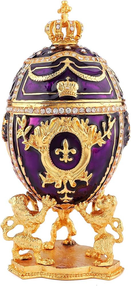 QIFU Hand Painted Elegant Purple Easter Egg Style Decorative Enamel Trinket Box Unique Gift For F... | Amazon (US)