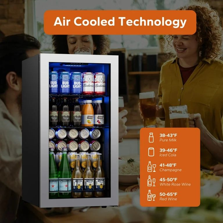 Ca'Lefort Beverage Refrigerator Cooler,121 Can Beverage Fridge with Glass Door for Soda Beer for ... | Walmart (US)