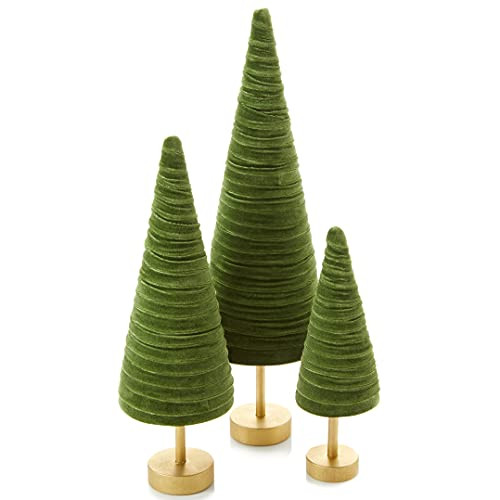Pedestal Velvet Trees, Set of 3, Handmade Winter Decor, Christmas Decoration, Table Centerpiece, ... | Amazon (US)
