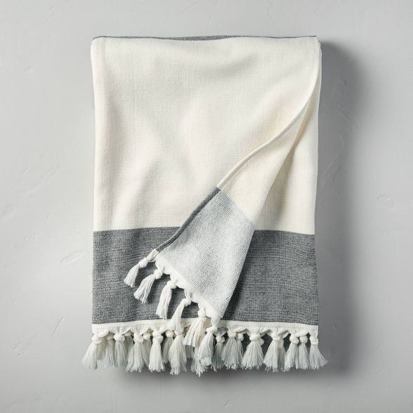 Bold Stripe Cotton Beach Towel Black/Sour Cream - Hearth & Hand™ with Magnolia | Target