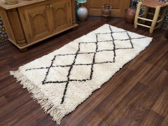 Moroccan Rug Berber Handmade Organic Wool Beni Ourain 100% Authentic Beni Ouarain Hallway 6' long | Etsy (US)