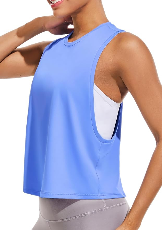 JOYSPELS Workout Tank Tops for Women, Ice Silk Quick Dry Athletic Crop Top, Loose Fit Running Yog... | Amazon (US)