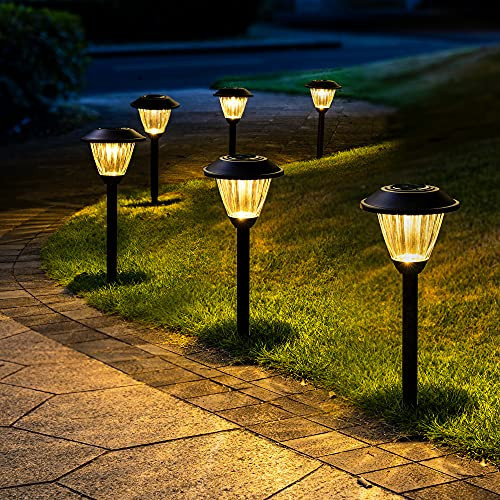 SOLPEX Solar Pathway Lights Outdoor, 6 Pack Solar Powered Garden Lights, Automatic Glass Metal Waterproof Solar Landscape Lights for Landscape, Lawn, Pathway, Walkway and Driveway(Warm White) | Amazon (US)