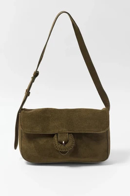 Green Faux Suede Shoulder Bag | Avara