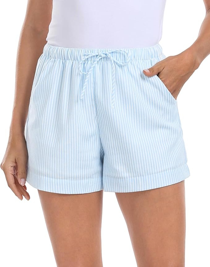 HDE Women's Linen Blend Drawstring Shorts High Waisted 4" Inseam Summer Shorts | Amazon (US)