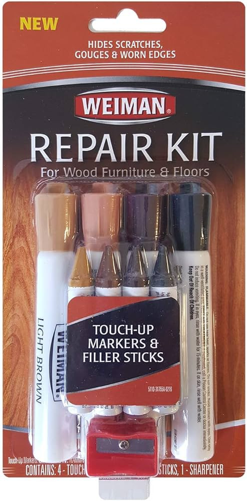Weiman Wood Repair System Kit - 4 Filler Sticks 4 Touch Up Markers - Floor and Furniture Scratch ... | Amazon (US)