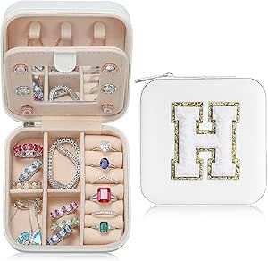 Parima Travel Jewelry Case for Women Girls, H Initial Jewelry Box | Small Jewelry Box | Travel Je... | Amazon (US)