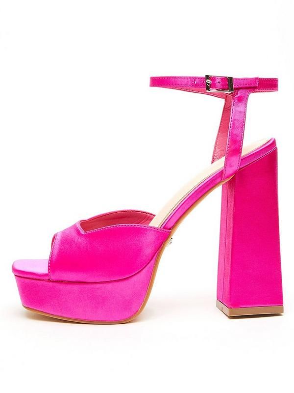 Quiz Satin Platform Heeled Sandals | Very (UK)