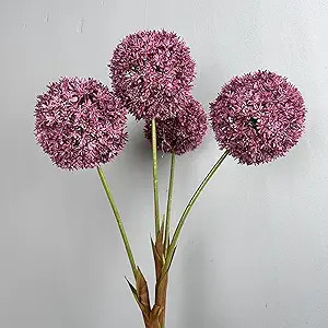 2Pcs 27.5" Large Artificial Allium Bulbs Snowball Stems Purple Realistic Fake Dandelion Flowers F... | Amazon (US)