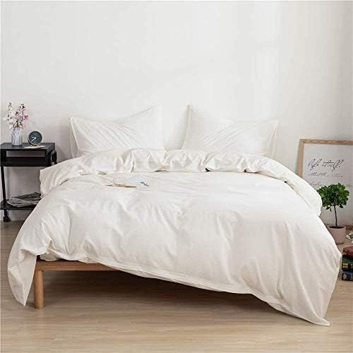 Mucalis King Ivory White Duvet Cover 100% Washed Cotton Cream Duvet Cover Set 3pc Solid Off-White Fa | Amazon (US)