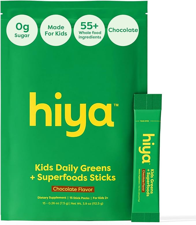 HIYA Kids Greens Powder Sticks - 55 Whole-Food Sourced Ingredients & Delicious Flavor - Greens Su... | Amazon (US)