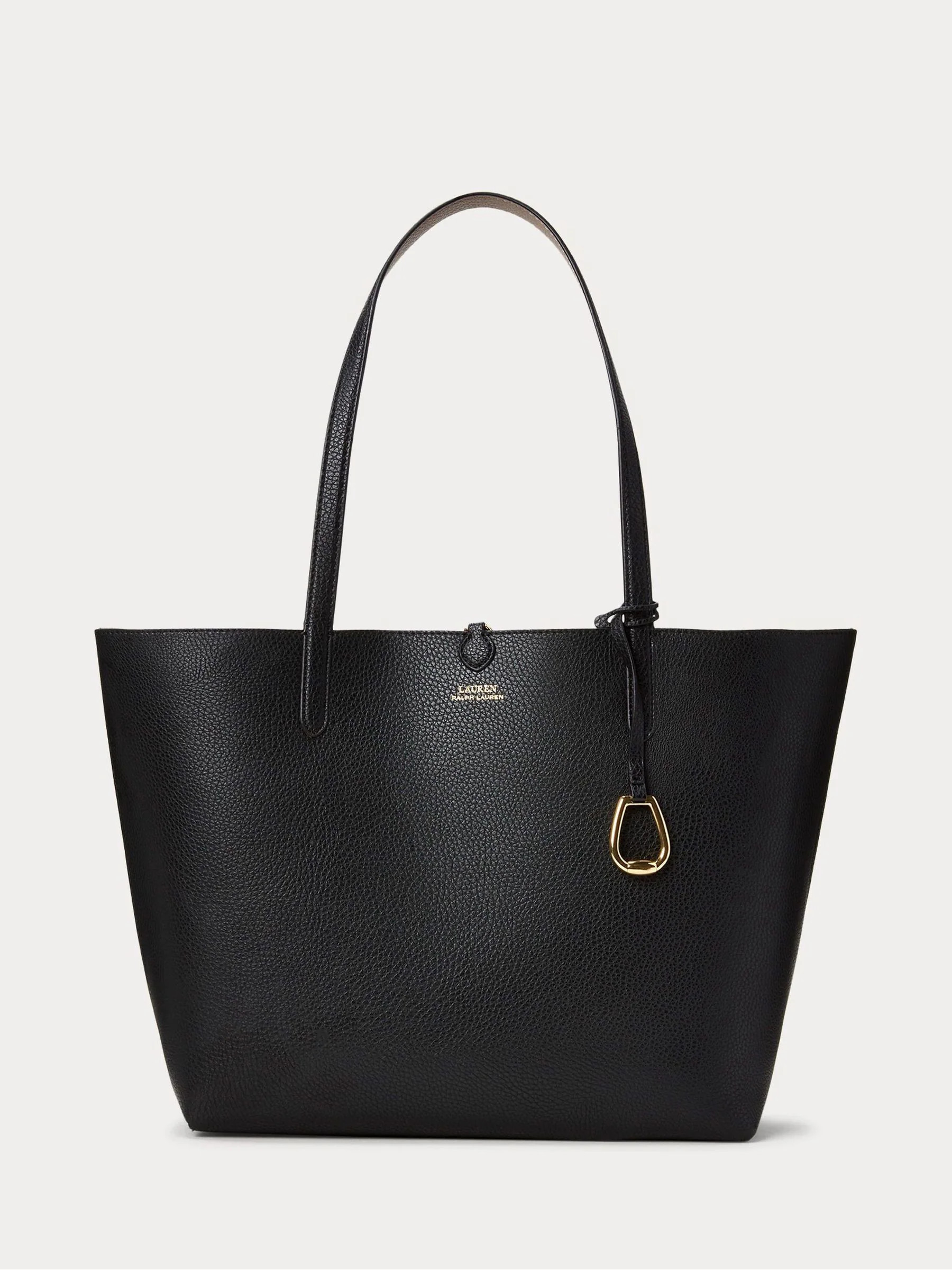 Lauren Ralph Lauren Lauren Ralph Lauren Black/Taupe Faux-Leather Medium Reversible Tote Bag | Next US