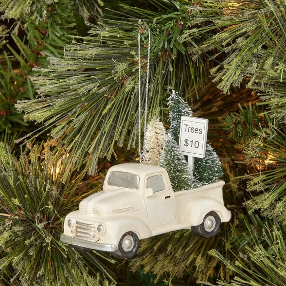 Truck with Bottle Brush Tree Christmas Tree Ornament White - Wondershop™ | Target