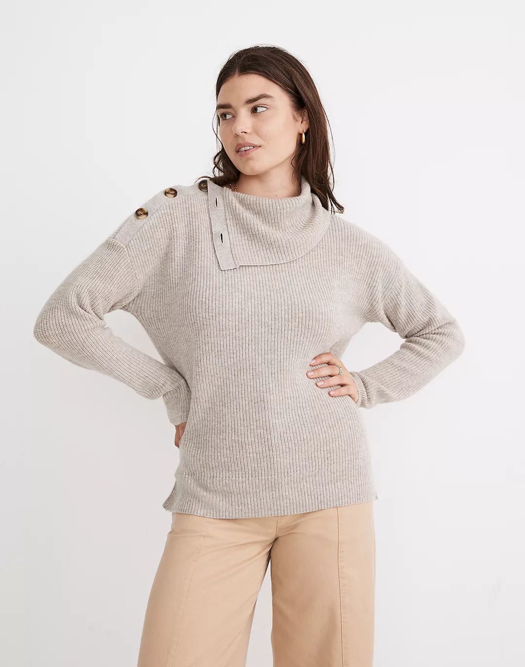 Button-Shoulder Turtleneck Sweater | Madewell