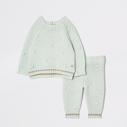 Baby Green bobble knit set | River Island (UK & IE)