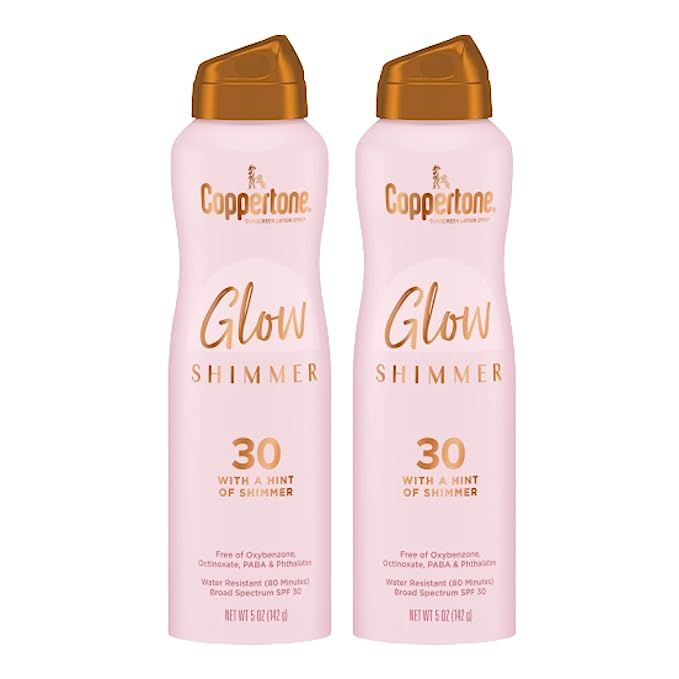 Coppertone Glow with Shimmer Spray Sunscreen, Broad Spectrum SPF 30 Sunscreen, 5 Oz, Pack of 2 | Amazon (US)