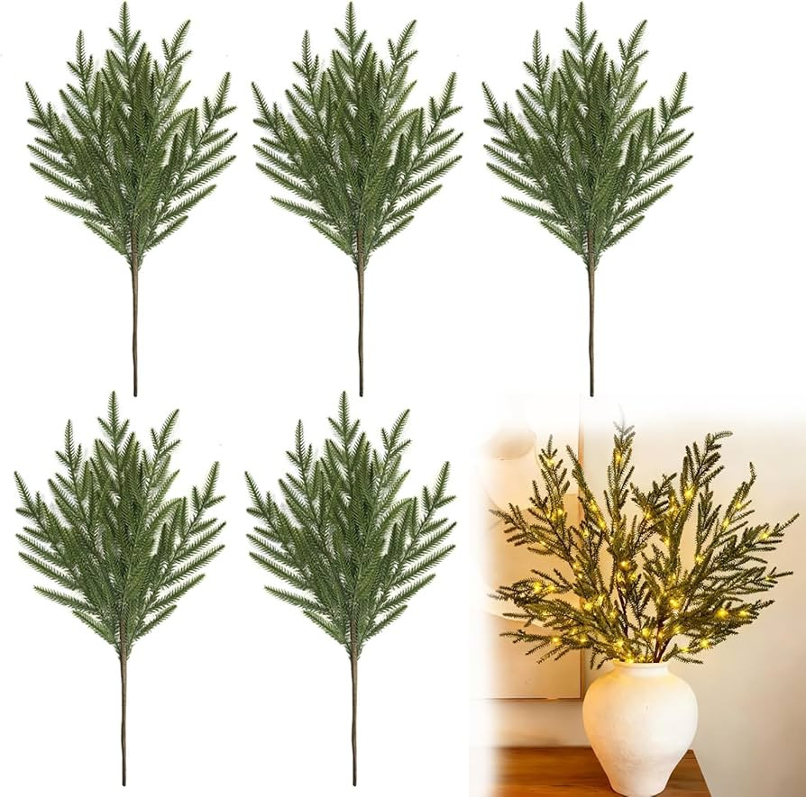 Pre Lit Pine Stems, Prelit Norfolk Pine Stems, Lighted Pre-lit Pines Branches, Norfolk Pines Bran... | Amazon (US)