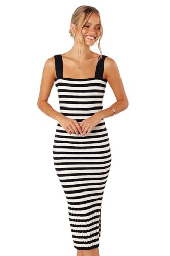 Petal & Pup Ledger Midi Dress - Navy Stripe S | Amazon (US)