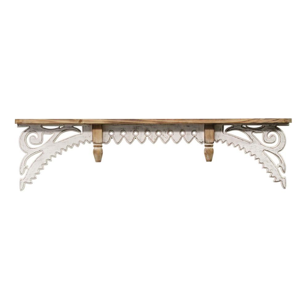 Stratton Home Decor Vintage Wood Wall Shelf-S23755 - The Home Depot | The Home Depot