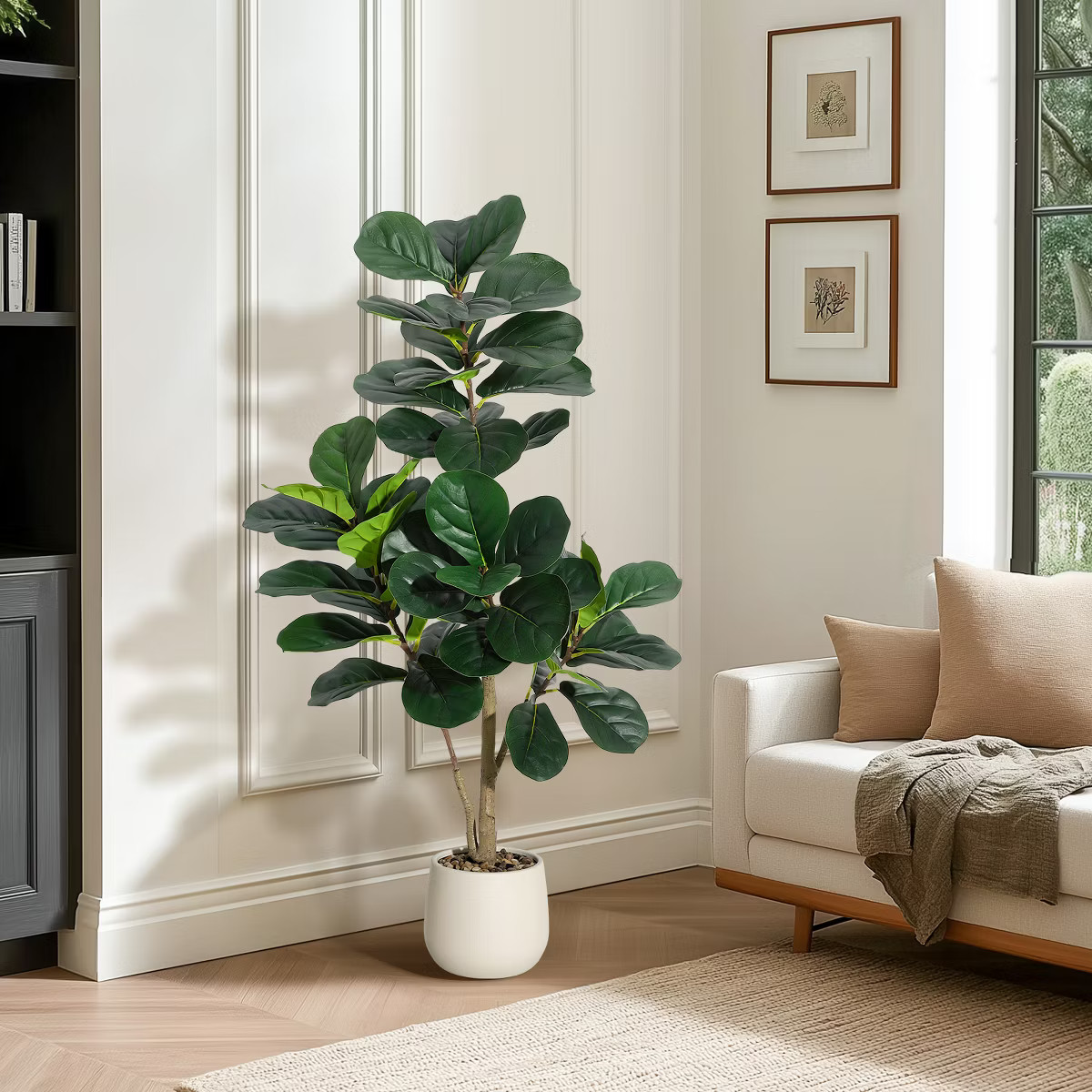 Garvee 5FT Fiddle Leaf Fig Tree Artificial with 77 Leaves - Realistic Faux Ficus Lyrata Trees in ... | Target
